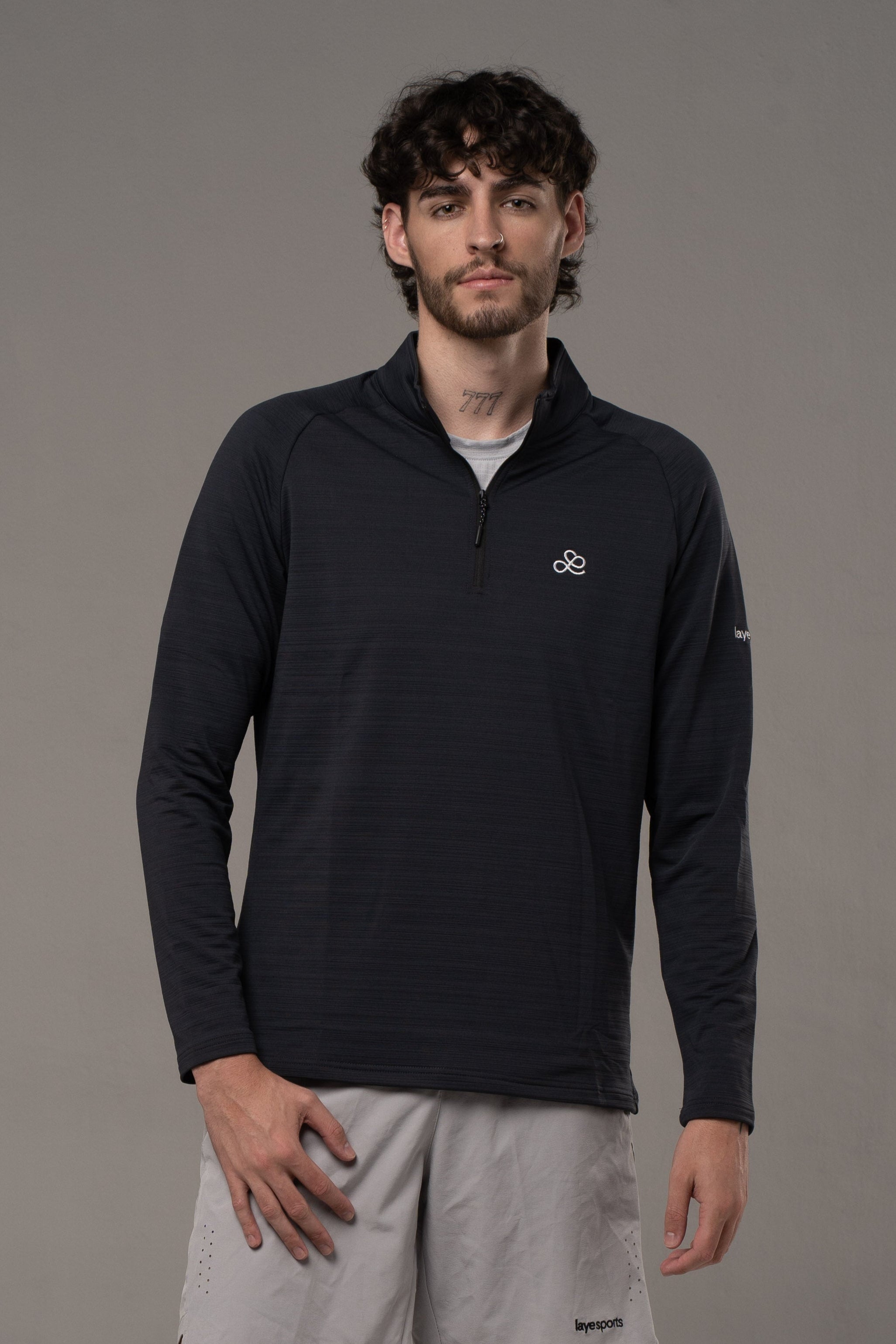 ★LAUL★SIDE ZIPPER OVER FIT HALF SWEAT SHIRT_GREY New Amsterdam Surf Association Logo Half Zip Grey Melange